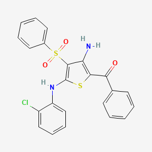 molecular formula C23H17ClN2O3S2 B2786079 [3-Amino-4-(benzenesulfonyl)-5-(2-chloroanilino)thiophen-2-yl]-phenylmethanone CAS No. 866843-42-7