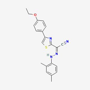 molecular formula C21H20N4OS B2786082 (Z)-N'-(2,4-dimethylphenyl)-4-(4-ethoxyphenyl)thiazole-2-carbohydrazonoyl cyanide CAS No. 477285-58-8