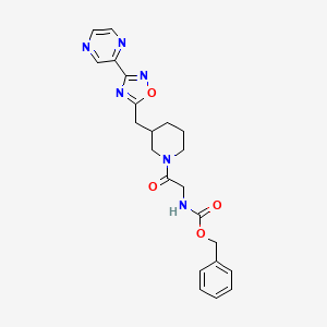 molecular formula C22H24N6O4 B2786085 Benzyl (2-oxo-2-(3-((3-(pyrazin-2-yl)-1,2,4-oxadiazol-5-yl)methyl)piperidin-1-yl)ethyl)carbamate CAS No. 1706320-71-9