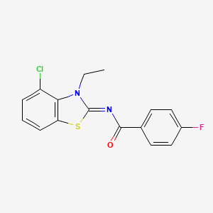 molecular formula C16H12ClFN2OS B2786087 (E)-N-(4-chloro-3-ethylbenzo[d]thiazol-2(3H)-ylidene)-4-fluorobenzamide CAS No. 865545-50-2