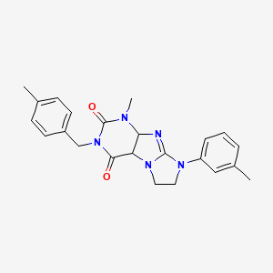 molecular formula C23H23N5O2 B2786105 1-methyl-8-(3-methylphenyl)-3-[(4-methylphenyl)methyl]-1H,2H,3H,4H,6H,7H,8H-imidazo[1,2-g]purine-2,4-dione CAS No. 872840-02-3