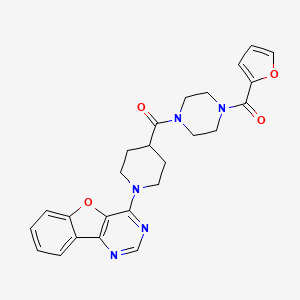 molecular formula C25H25N5O4 B2786109 (1-(Benzofuro[3,2-d]pyrimidin-4-yl)piperidin-4-yl)(4-(furan-2-carbonyl)piperazin-1-yl)methanone CAS No. 1115895-76-5