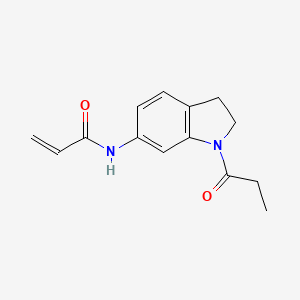 molecular formula C14H16N2O2 B2786112 N-(1-Propanoyl-2,3-dihydroindol-6-yl)prop-2-enamide CAS No. 2361640-86-8