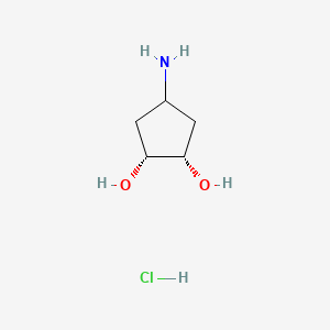molecular formula C5H12ClNO2 B2786116 (1R,2S)-4-aminocyclopentane-1,2-diol hydrochloride CAS No. 2197063-37-7