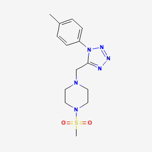 molecular formula C14H20N6O2S B2786121 1-(methylsulfonyl)-4-((1-(p-tolyl)-1H-tetrazol-5-yl)methyl)piperazine CAS No. 1049386-92-6