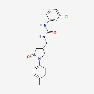 molecular formula C19H20ClN3O2 B2786122 1-(3-Chlorophenyl)-3-((5-oxo-1-(p-tolyl)pyrrolidin-3-yl)methyl)urea CAS No. 954588-49-9