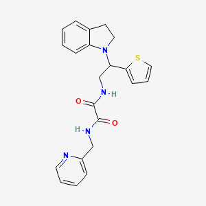 molecular formula C22H22N4O2S B2786131 N1-(2-(indolin-1-yl)-2-(thiophen-2-yl)ethyl)-N2-(pyridin-2-ylmethyl)oxalamide CAS No. 898407-59-5