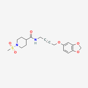 molecular formula C18H22N2O6S B2786133 N-(4-(benzo[d][1,3]dioxol-5-yloxy)but-2-yn-1-yl)-1-(methylsulfonyl)piperidine-4-carboxamide CAS No. 1448044-72-1