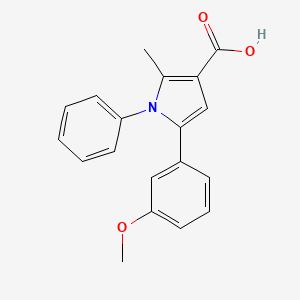 molecular formula C19H17NO3 B2786138 5-(3-Methoxyphenyl)-2-methyl-1-phenylpyrrole-3-carboxylic acid CAS No. 1045548-32-0