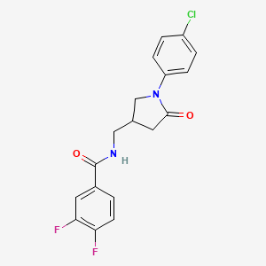 molecular formula C18H15ClF2N2O2 B2786144 N-((1-(4-chlorophenyl)-5-oxopyrrolidin-3-yl)methyl)-3,4-difluorobenzamide CAS No. 955246-03-4