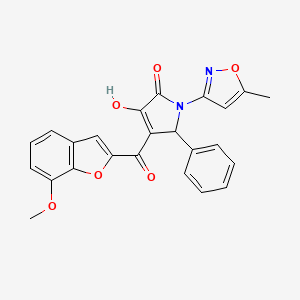 molecular formula C24H18N2O6 B2786149 3-hydroxy-4-(7-methoxybenzofuran-2-carbonyl)-1-(5-methylisoxazol-3-yl)-5-phenyl-1H-pyrrol-2(5H)-one CAS No. 823828-01-9