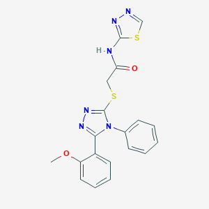 2-{[5-(2-methoxyphenyl)-4-phenyl-4H-1,2,4-triazol-3-yl]sulfanyl}-N-(1,3,4-thiadiazol-2-yl)acetamide