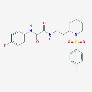 molecular formula C22H26FN3O4S B2786157 N1-(4-fluorophenyl)-N2-(2-(1-tosylpiperidin-2-yl)ethyl)oxalamide CAS No. 898450-38-9