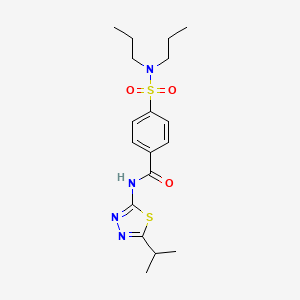 molecular formula C18H26N4O3S2 B2786158 4-(N,N-dipropylsulfamoyl)-N-(5-isopropyl-1,3,4-thiadiazol-2-yl)benzamide CAS No. 313365-00-3