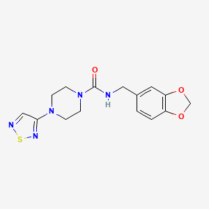 molecular formula C15H17N5O3S B2786159 N-[(2H-1,3-benzodioxol-5-yl)methyl]-4-(1,2,5-thiadiazol-3-yl)piperazine-1-carboxamide CAS No. 2097897-40-8