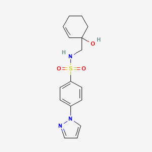 molecular formula C16H19N3O3S B2786164 N-[(1-hydroxycyclohex-2-en-1-yl)methyl]-4-(1H-pyrazol-1-yl)benzene-1-sulfonamide CAS No. 2097893-71-3