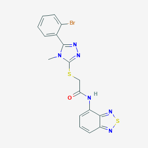 molecular formula C17H13BrN6OS2 B278617 N-(2,1,3-benzothiadiazol-4-yl)-2-{[5-(2-bromophenyl)-4-methyl-4H-1,2,4-triazol-3-yl]sulfanyl}acetamide 