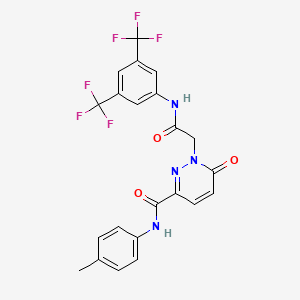 molecular formula C22H16F6N4O3 B2786173 1-(2-((3,5-bis(trifluoromethyl)phenyl)amino)-2-oxoethyl)-6-oxo-N-(p-tolyl)-1,6-dihydropyridazine-3-carboxamide CAS No. 923211-04-5