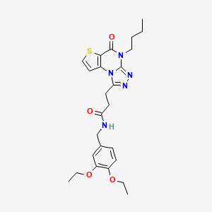 molecular formula C25H31N5O4S B2786174 3-(4-butyl-5-oxo-4,5-dihydrothieno[2,3-e][1,2,4]triazolo[4,3-a]pyrimidin-1-yl)-N-(3,4-diethoxybenzyl)propanamide CAS No. 1190017-51-6
