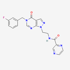 molecular formula C19H16FN7O2 B2786175 N-(2-(5-(3-fluorobenzyl)-4-oxo-4,5-dihydro-1H-pyrazolo[3,4-d]pyrimidin-1-yl)ethyl)pyrazine-2-carboxamide CAS No. 1207012-96-1