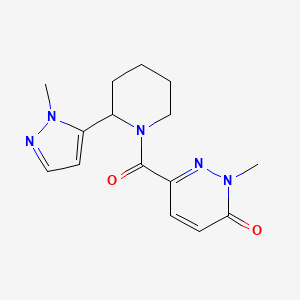 molecular formula C15H19N5O2 B2786179 2-Methyl-6-[2-(2-methylpyrazol-3-yl)piperidine-1-carbonyl]pyridazin-3-one CAS No. 1953409-85-2