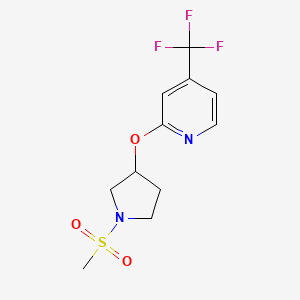 molecular formula C11H13F3N2O3S B2786181 2-((1-(Methylsulfonyl)pyrrolidin-3-yl)oxy)-4-(trifluoromethyl)pyridine CAS No. 2034391-82-5
