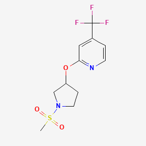 molecular formula C11H13F3N2O3S B2786181 2-[(1-methanesulfonylpyrrolidin-3-yl)oxy]-4-(trifluoromethyl)pyridine CAS No. 2034391-82-5