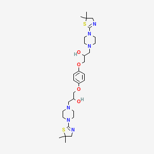 molecular formula C30H48N6O4S2 B2786201 1-[4-(5,5-dimethyl-4H-1,3-thiazol-2-yl)piperazin-1-yl]-3-[4-[3-[4-(5,5-dimethyl-4H-1,3-thiazol-2-yl)piperazin-1-yl]-2-hydroxypropoxy]phenoxy]propan-2-ol CAS No. 300568-73-4