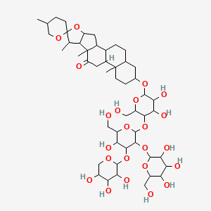 molecular formula C50H80O23 B2786202 16-[3,4-Dihydroxy-5-[5-hydroxy-6-(hydroxymethyl)-3-[3,4,5-trihydroxy-6-(hydroxymethyl)oxan-2-yl]oxy-4-(3,4,5-trihydroxyoxan-2-yl)oxyoxan-2-yl]oxy-6-(hydroxymethyl)oxan-2-yl]oxy-5',7,9,13-tetramethylspiro[5-oxapentacyclo[10.8.0.02,9.04,8.013,18]icosane-6,2'-oxane]-10-one CAS No. 179464-23-4