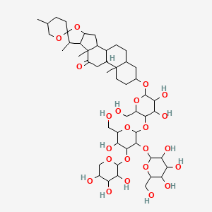 16-[3,4-Dihydroxy-5-[5-hydroxy-6-(hydroxymethyl)-3-[3,4,5-trihydroxy-6-(hydroxymethyl)oxan-2-yl]oxy-4-(3,4,5-trihydroxyoxan-2-yl)oxyoxan-2-yl]oxy-6-(hydroxymethyl)oxan-2-yl]oxy-5',7,9,13-tetramethylspiro[5-oxapentacyclo[10.8.0.02,9.04,8.013,18]icosane-6,2'-oxane]-10-one