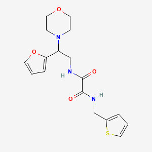 molecular formula C17H21N3O4S B2786209 N1-(2-(furan-2-yl)-2-morpholinoethyl)-N2-(thiophen-2-ylmethyl)oxalamide CAS No. 877630-99-4