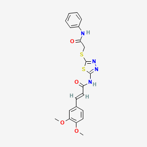 molecular formula C21H20N4O4S2 B2786212 (E)-3-(3,4-dimethoxyphenyl)-N-(5-((2-oxo-2-(phenylamino)ethyl)thio)-1,3,4-thiadiazol-2-yl)acrylamide CAS No. 477212-25-2