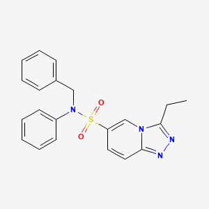 molecular formula C21H20N4O2S B2786214 N-benzyl-3-ethyl-N-phenyl-[1,2,4]triazolo[4,3-a]pyridine-6-sulfonamide CAS No. 1251603-94-7