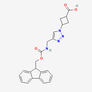 molecular formula C23H22N4O4 B2786217 3-[4-[(9H-Fluoren-9-ylmethoxycarbonylamino)methyl]triazol-1-yl]cyclobutane-1-carboxylic acid CAS No. 2375274-22-7