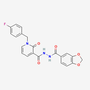 molecular formula C21H16FN3O5 B2786221 N'-(benzo[d][1,3]dioxole-5-carbonyl)-1-(4-fluorobenzyl)-2-oxo-1,2-dihydropyridine-3-carbohydrazide CAS No. 1105242-73-6