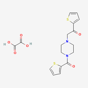molecular formula C17H18N2O6S2 B2786224 1-(Thiophen-2-yl)-2-(4-(thiophene-2-carbonyl)piperazin-1-yl)ethanone oxalate CAS No. 1351597-81-3