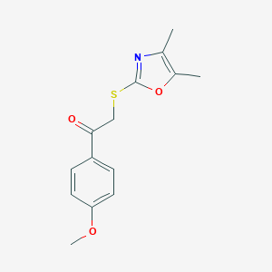 molecular formula C14H15NO3S B278623 2-[(4,5-Dimethyl-1,3-oxazol-2-yl)sulfanyl]-1-(4-methoxyphenyl)ethanone 