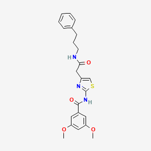 molecular formula C23H25N3O4S B2786239 3,5-dimethoxy-N-(4-(2-oxo-2-((3-phenylpropyl)amino)ethyl)thiazol-2-yl)benzamide CAS No. 941943-40-4