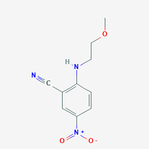 molecular formula C10H11N3O3 B2786243 2-[(2-Methoxyethyl)amino]-5-nitrobenzonitrile CAS No. 923237-60-9