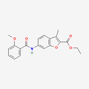 molecular formula C20H19NO5 B2786249 Ethyl 6-(2-methoxybenzamido)-3-methylbenzofuran-2-carboxylate CAS No. 923107-09-9