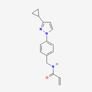 molecular formula C16H17N3O B2786262 N-[[4-(3-Cyclopropylpyrazol-1-yl)phenyl]methyl]prop-2-enamide CAS No. 2411304-80-6