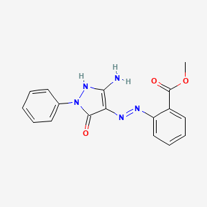 molecular formula C17H15N5O3 B2786266 (E)-methyl 2-(2-(3-amino-5-oxo-1-phenyl-1H-pyrazol-4(5H)-ylidene)hydrazinyl)benzoate CAS No. 304684-51-3