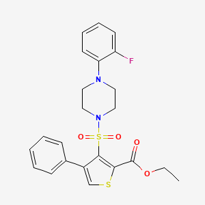 molecular formula C23H23FN2O4S2 B2786269 Ethyl 3-{[4-(2-fluorophenyl)piperazin-1-yl]sulfonyl}-4-phenylthiophene-2-carboxylate CAS No. 899972-17-9