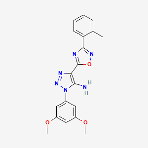 molecular formula C19H18N6O3 B2786272 1-(3,5-dimethoxyphenyl)-4-(3-(o-tolyl)-1,2,4-oxadiazol-5-yl)-1H-1,2,3-triazol-5-amine CAS No. 892744-69-3