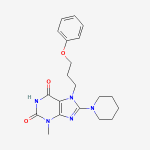 molecular formula C20H25N5O3 B2786275 3-methyl-7-(3-phenoxypropyl)-8-(piperidin-1-yl)-1H-purine-2,6(3H,7H)-dione CAS No. 876892-45-4