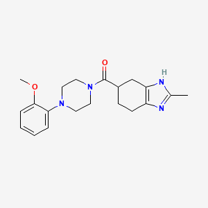 molecular formula C20H26N4O2 B2786278 (4-(2-methoxyphenyl)piperazin-1-yl)(2-methyl-4,5,6,7-tetrahydro-1H-benzo[d]imidazol-5-yl)methanone CAS No. 2034441-19-3