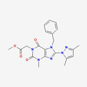 molecular formula C21H22N6O4 B2786280 methyl [7-benzyl-8-(3,5-dimethyl-1H-pyrazol-1-yl)-3-methyl-2,6-dioxo-2,3,6,7-tetrahydro-1H-purin-1-yl]acetate CAS No. 1020454-53-8