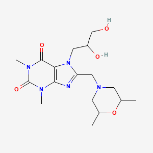 molecular formula C17H27N5O5 B2786285 7-(2,3-Dihydroxypropyl)-8-[(2,6-dimethylmorpholin-4-yl)methyl]-1,3-dimethylpurine-2,6-dione CAS No. 1005262-35-0