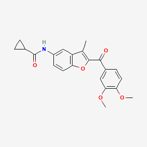 molecular formula C22H21NO5 B2786286 N-[2-(3,4-dimethoxybenzoyl)-3-methyl-1-benzofuran-5-yl]cyclopropanecarboxamide CAS No. 921167-50-2