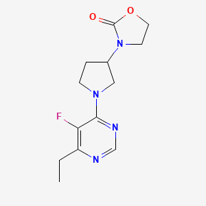 molecular formula C13H17FN4O2 B2786289 3-[1-(6-Ethyl-5-fluoropyrimidin-4-yl)pyrrolidin-3-yl]-1,3-oxazolidin-2-one CAS No. 2380063-40-9
